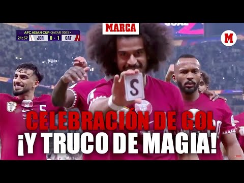 El 'genio' Afif celebra un gol en la final de la Copa Asia... ¡haciendo con un truco de magia!