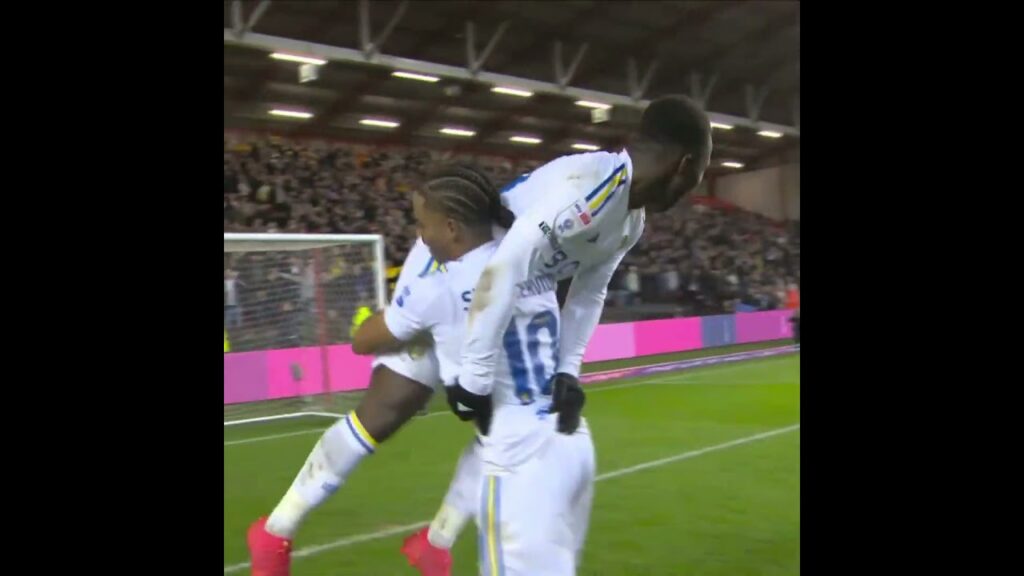 Ampadu, Rutter and Summerville celebrate with Gnonto at full time after his goal vs Bristol City!!