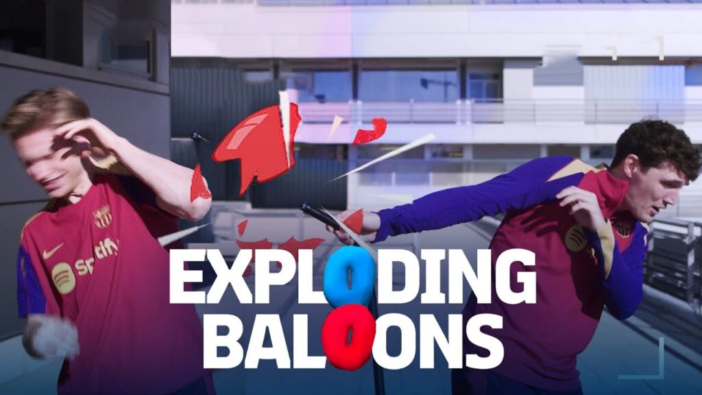 🎈💥💥🎈 BOOM! EXPLODING BALLOONS CHALLENGE WITH DE JONG & CHRISTENSEN | FC Barcelona 🔵🔴