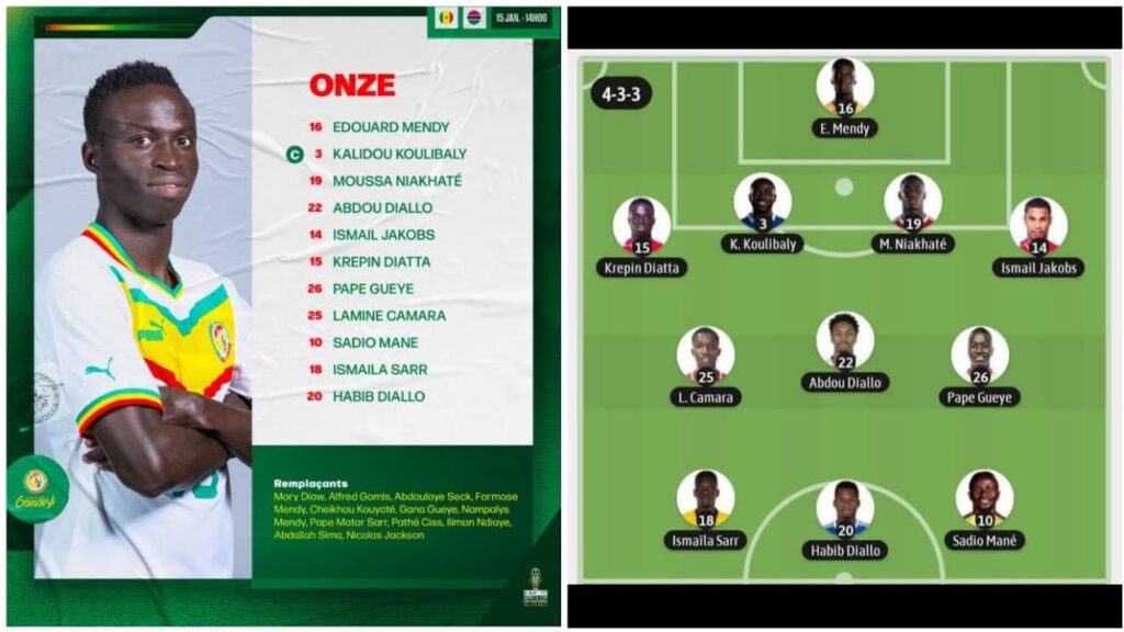 Regardez 11 départ de Alioune Ciss Sénégal vs Gamie avec Abdou Diallo et Lamine Camara