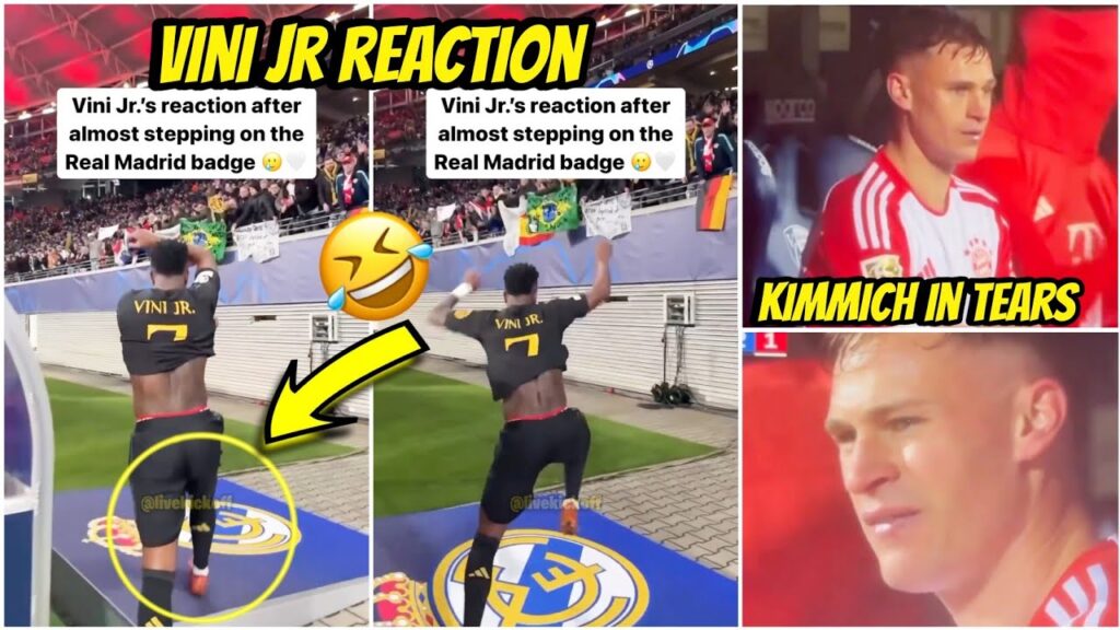 🤯Vinicius Jr reaction after almost stepping on the Real Madrid Badge and Kimmich in tears