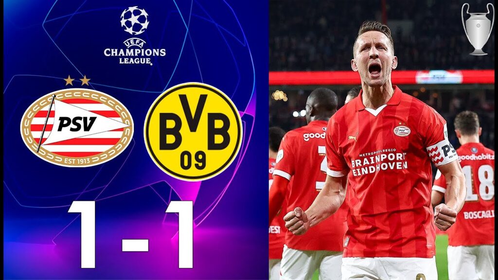 Luuk de Jong Goal | PSV vs Borussia Dortmund Highlights | UEFA Champions League 23/24 PES21
