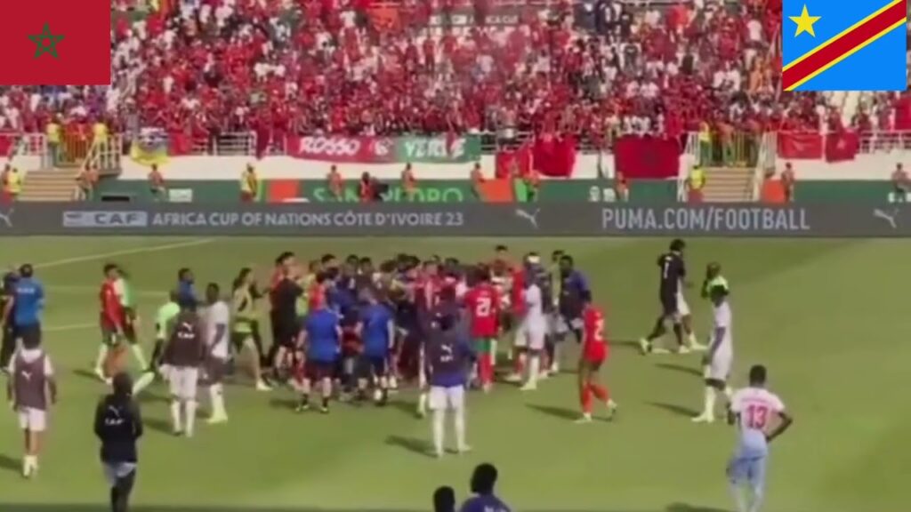 💥Altercation entre Walid Regragui et Chancel Mbemba lors du Match Maroc 🇲🇦 vs RD Congo 🇨🇩
