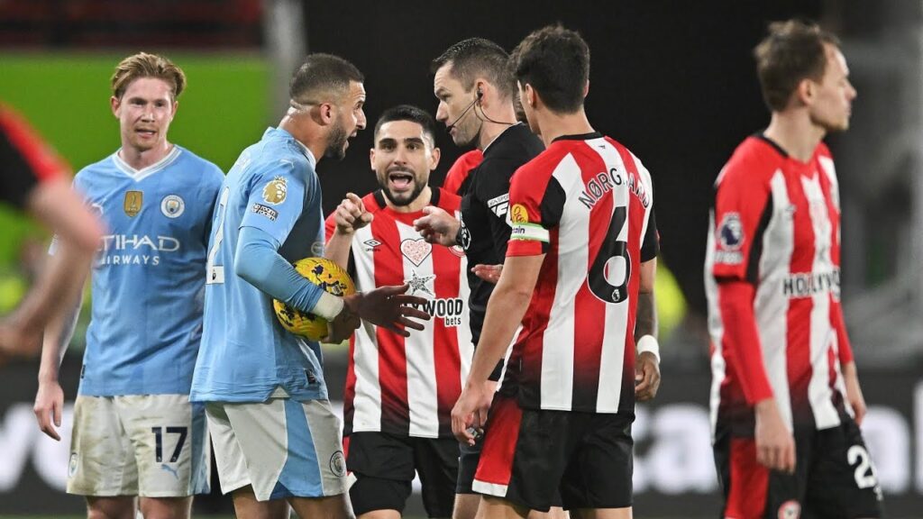 Kyle Walker and Neal Maupay clashed again  #primierleague #manchestercity #brentford