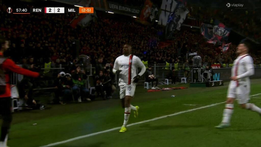 Rafael Leão Goal,Rennes vs Milan (2- 2) All Goals and Extended Highlights