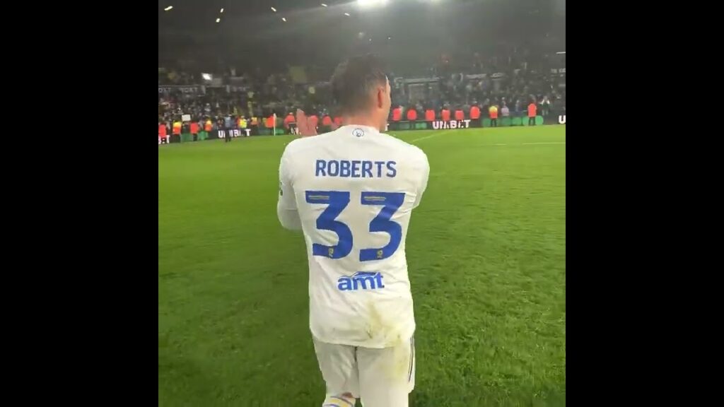 Connor Roberts applauds the Leeds United fanbase after his debut against Rotherham 👏