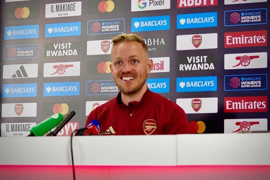 Jonas Eidevall reacts to 3-1 victory over Manchester United