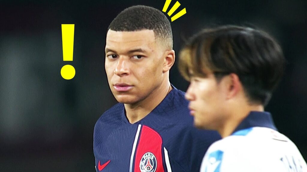 Takefusa Kubo marking Mbappe