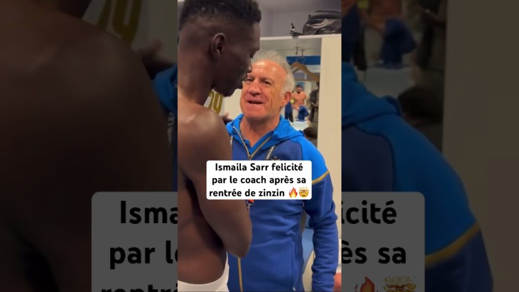 Ismaila Sarr félicité par le coach après sa bonne rentrée face au Shakhtar 🤯🔥 #senegal #marseille