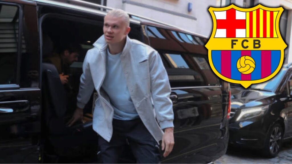 haaland arrives at barcelona management with father to negotiate with the club and sign the contract