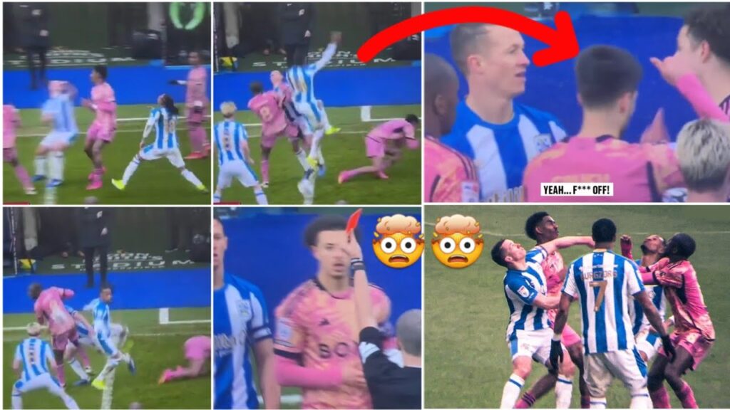 🤯🙆 Yorkshire derby Tension as Leeds' Ethan Ampadu clash with Huddersfield’s Jonathan Hogg  red card
