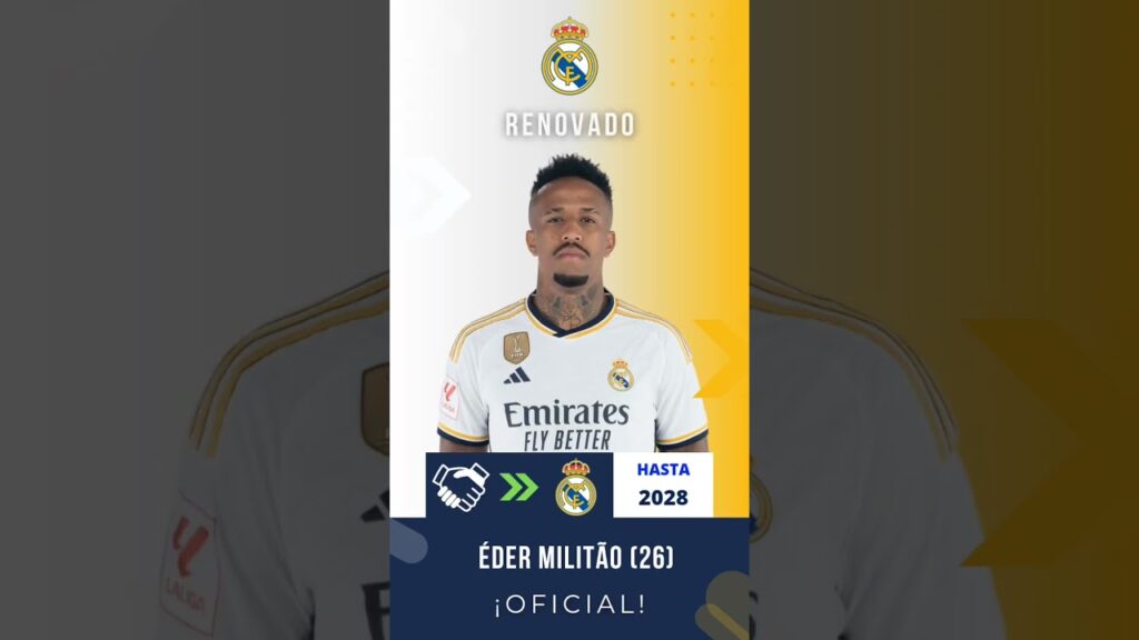 ✅ ¡Oficial! Éder Militão 🇧🇷 renueva con el Real Madrid hasta 2028 👑⚪ ¿Qué os parece? 👇🏻👀
