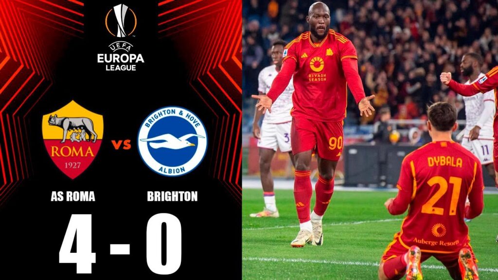 gol de Paulo Dybala oggi | Dybala Goal | Roma - Brighton 4-0 Highlights | UEFA Europa League 2023-24