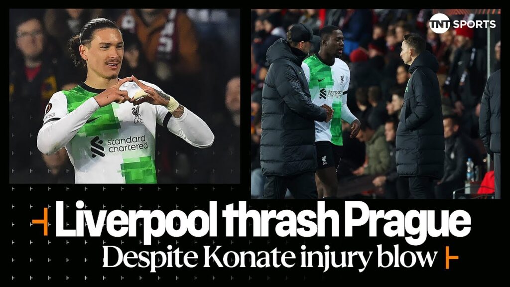 Salah returns but Konaté suffers injury blow as Liverpool hit five in Prague 😮‍💨 #UEL