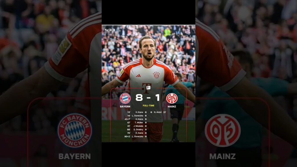 ⚽️🔵🔴🔥 BUNDESLIGA: HARRY KANE MET UN TRIPLÉ. DÉMONSTRATION À MUNICH. BAYERN MUNICH 8-1 MAYENCE