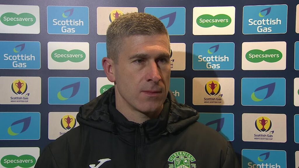 Hibernian manager Nick Montgomery reacts to loss to Rangers and refereeing decisons