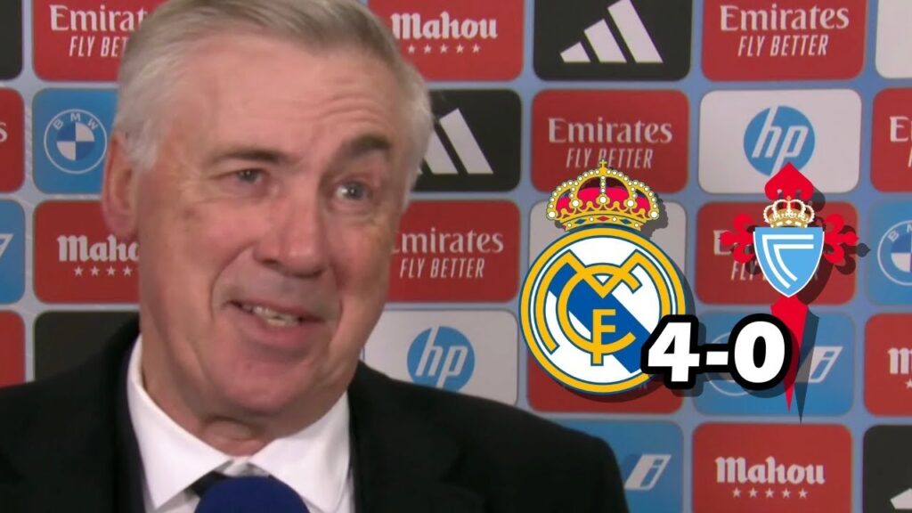 LA REACCION DE CARLO ANCELOTTI TRAS LA VICTORIA Y GOLEADA REAL MADRID 4-0 CELTA DE VIGO