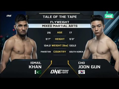 Ismail Khan 🇵🇰 Vs Cho Joon Gun 🇰🇷 56.7kg Flyweight bout at ONE Friday Night 15-09-23 Full Fight