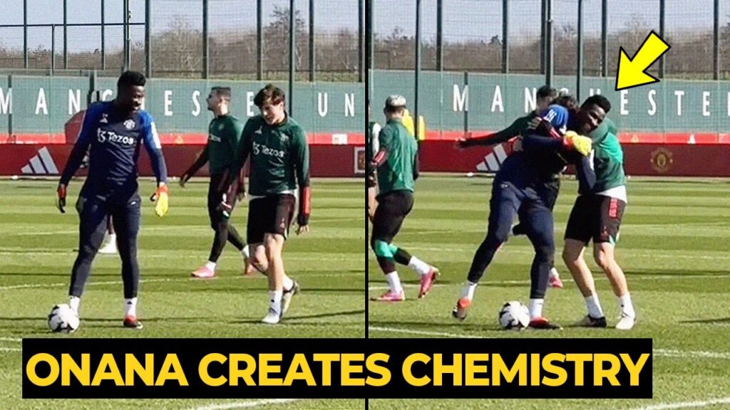Andre Onana was seen as humble person joking with Lindelof and Amrabat during Man United training