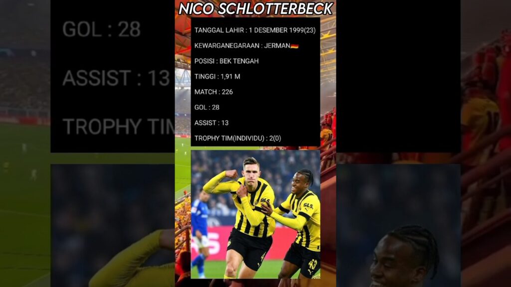 PROFIL DAN STATISTIK PEMAIN BOLA || NICO SCHLOTTERBECK || BORRUSIA DORTMUND