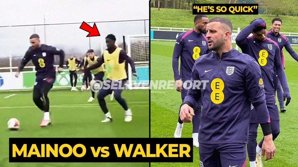 Kyle Walker seen frustrated when facing Kobbie Mainoo in England's training | Manchester United News