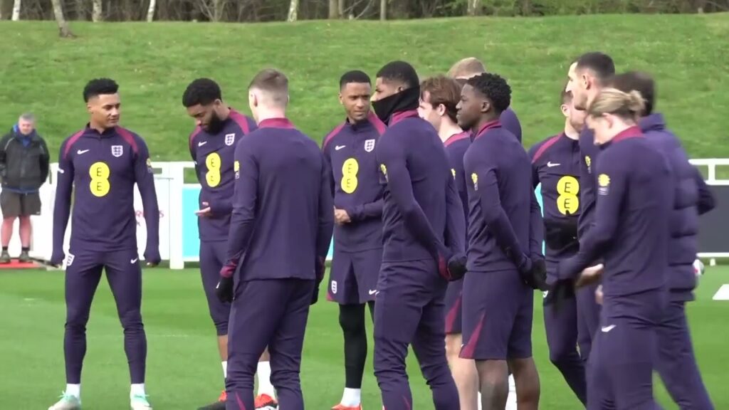 FULL ENGLAND TRAINING SESSION: The England Squad Train at St George's Park Ahead of Brazil Friendly