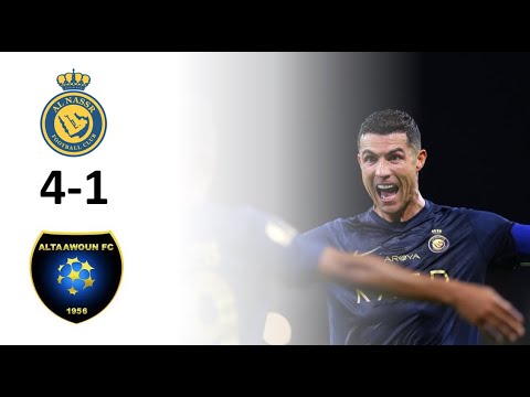 Al Taawon vs Al-Nassr 1-4 Highlights | Saudi Pro League 2023-24 Ronaldo Header Goal