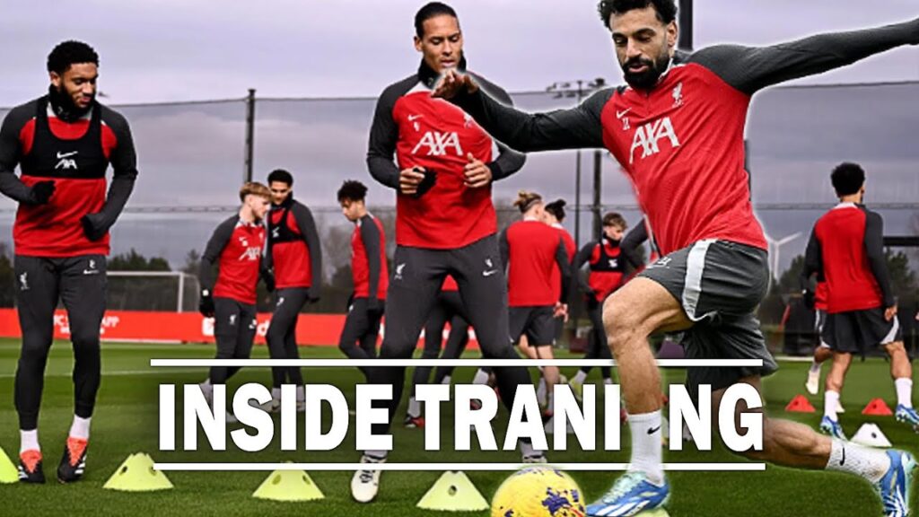 Inside Liverpool Training Today Harvey Elliott, Mo Salah, Virgil, Thiago Training Drilling Skills