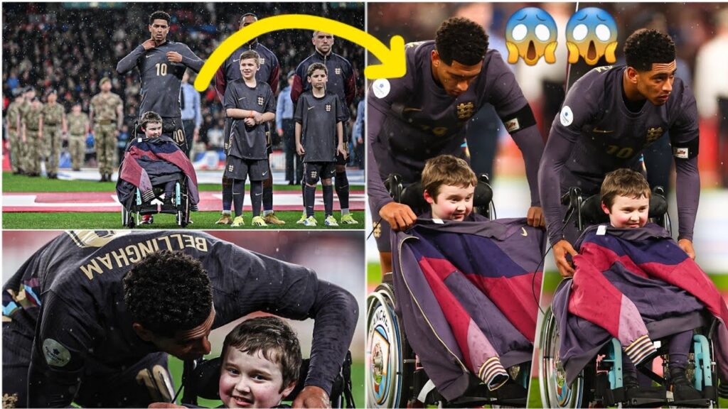 🤍😱 JUDE BELLINGHAM gives his jacket to mascot in a wheelchair as rain pouring in England vs Belgium