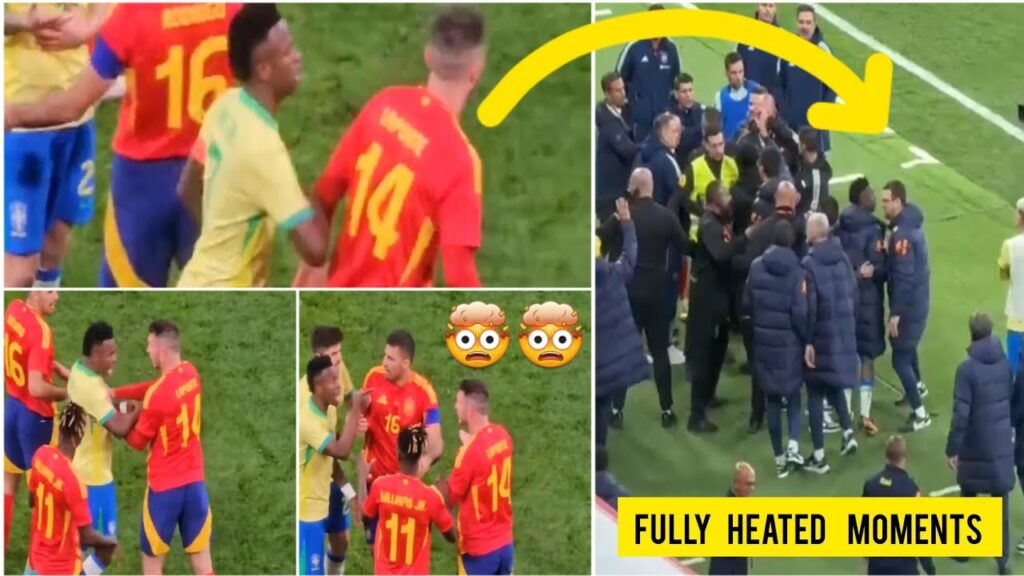 🤯🙆 Fans fuming on VINÍCIUS JÚNIOR vs AYMERIC LAPORTE ugly clash in Brazil vs Spain game 🤯🙆 Fans fuming on VINÍCIUS JÚNIOR vs AYMERIC LAPORTE ugly clash in Brazil vs Spain game