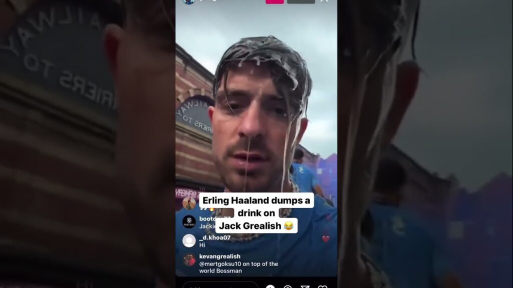 Erling Haaland dumped a drink on Jack Grealish! 🤣
