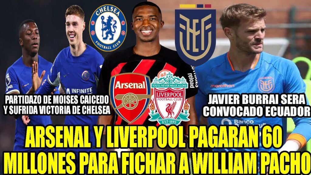 ARSENAL Y LIVERPOOL PAGARAN 60 MILLONES PARA FICHAR A WILLIAM PACHO! JAVIER BURRAI CONVOCADO ECUADOR