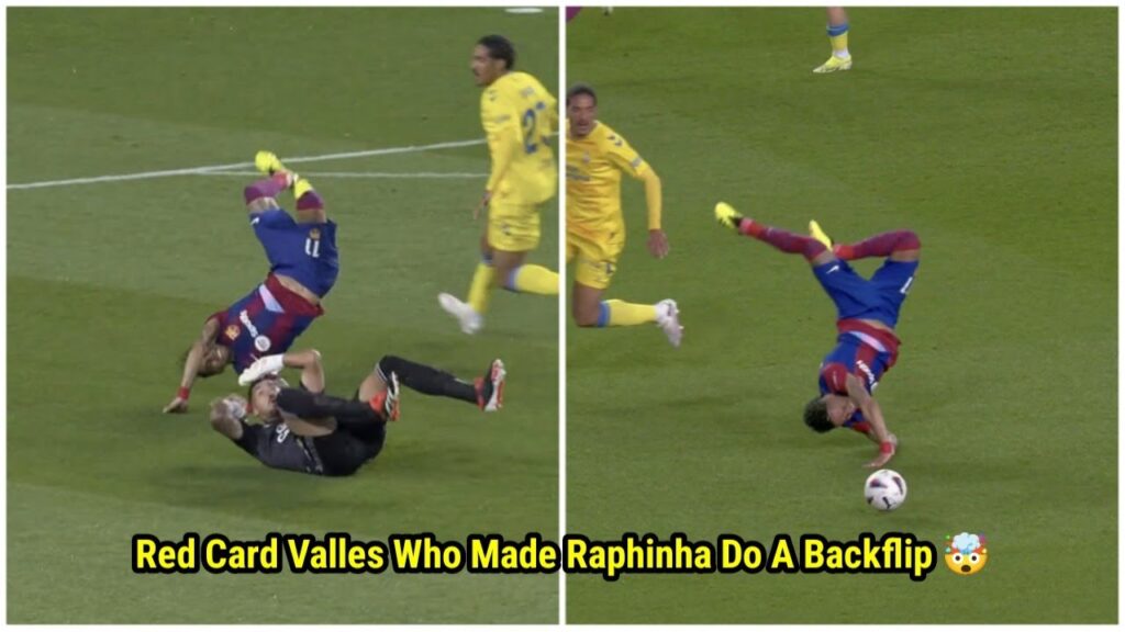 The Moment Las Palmas Goalkeeper Was Red-Carded for a Hard Tackle on Raphinha 🤯