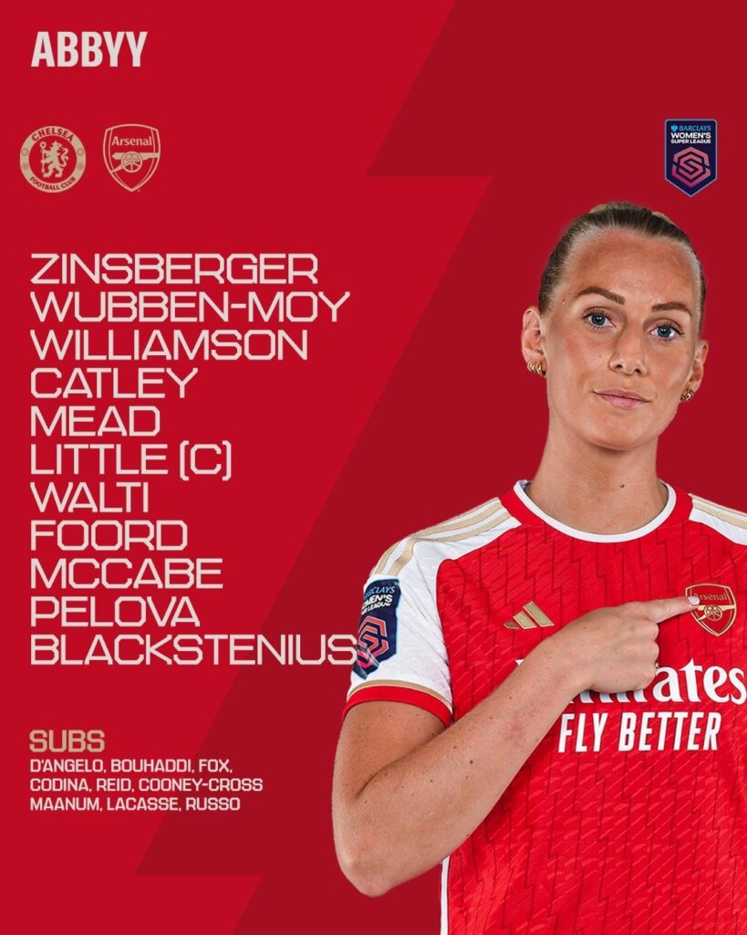 [Arsenal Women] Line up vs Chelsea