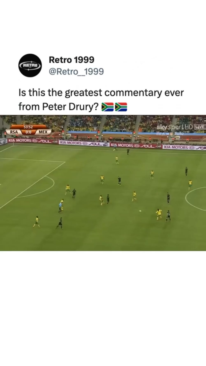 Peter Drury's enthusiasm in commentary box after Siphiwe Tshabalala of South Africa scored the first goal of the 2010 FIFA World Cup during the tournament opener against Mexico