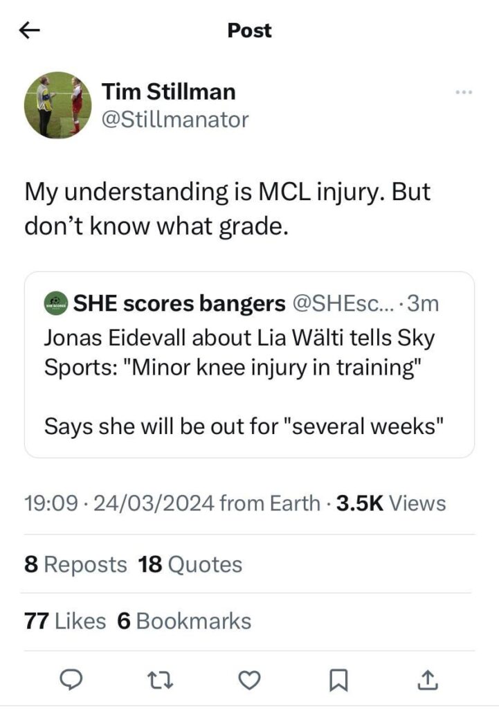 Wälti injury update