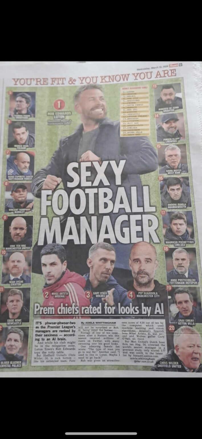 Bottom of the sexy managers table as well 🥺