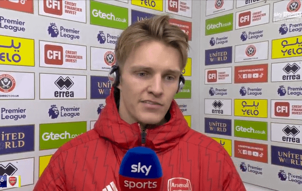 Martin Odegaard on Jamie Carragher mentioning that there were no photographer on the pitch:

"I was waiting for you to say something like that. I was too scared to do it today, so I went straight inside today." [sky]