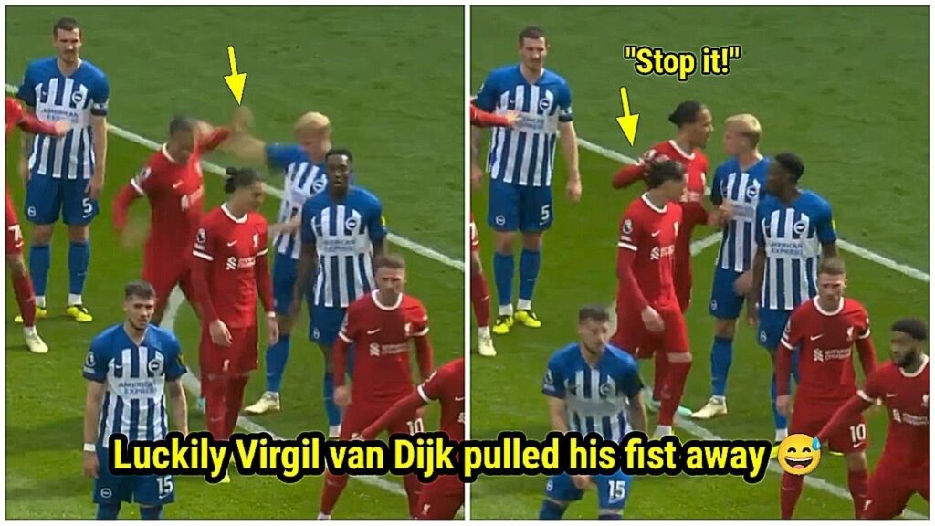 Virgil van Dijk ALMOST KO'd Brighton's Jan Paul van Hecke on the Pitch! 😅