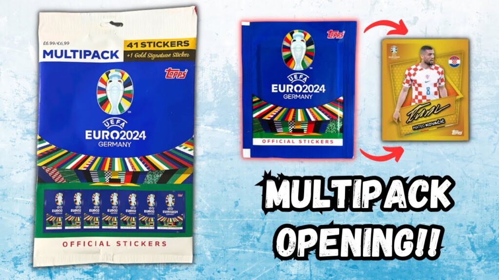 NEW! Topps Euro 2024 sticker collection mulitpack opening! Gold Signature sticker!
