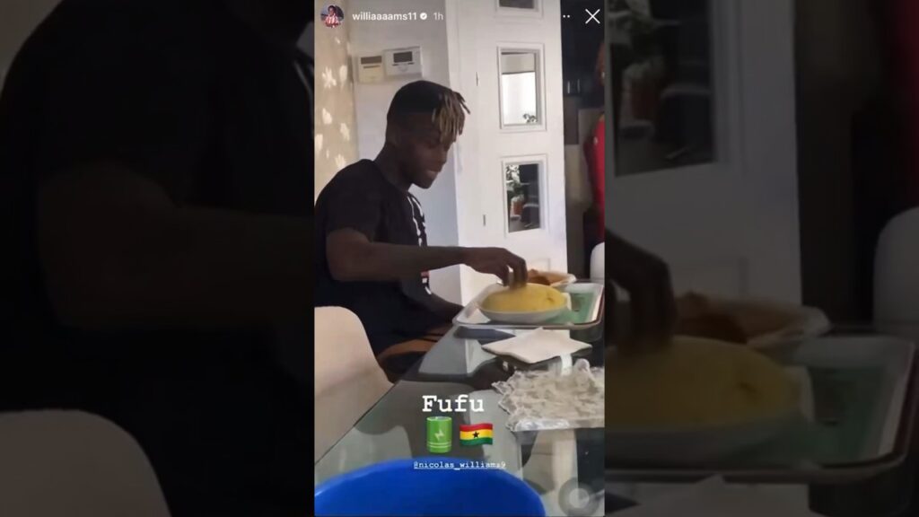 Inaki Williams and brother, Nico Williams enjoying some Fufu 😂😂🇬🇭!
