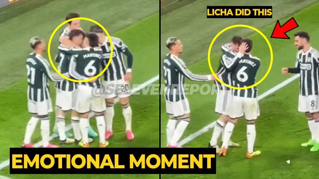 Emotional moment as Lisandro Martinez hugs Mason Mount after his goal vs Brentford | Man Utd News