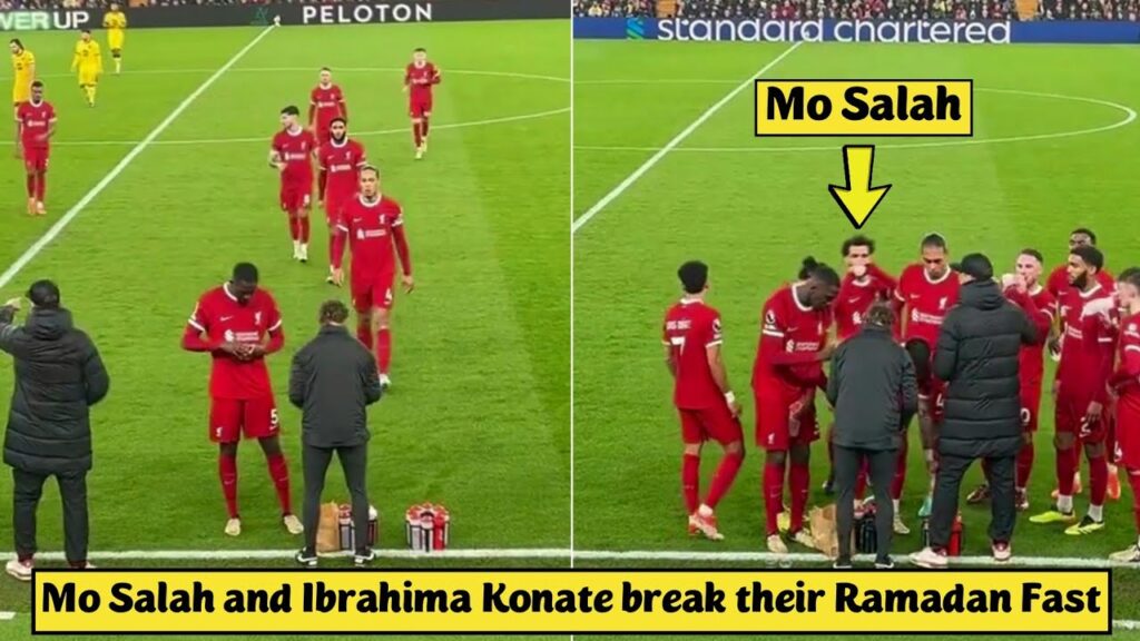 ❤️ Mo Salah & Ibrahima Konate break their Ramadan Fast in mid-match during Liverpool vs Sheffield