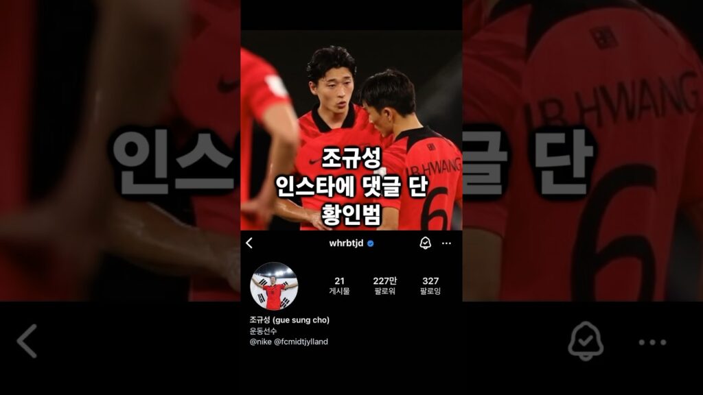 조규성 인스타에 댓글 단 황인범