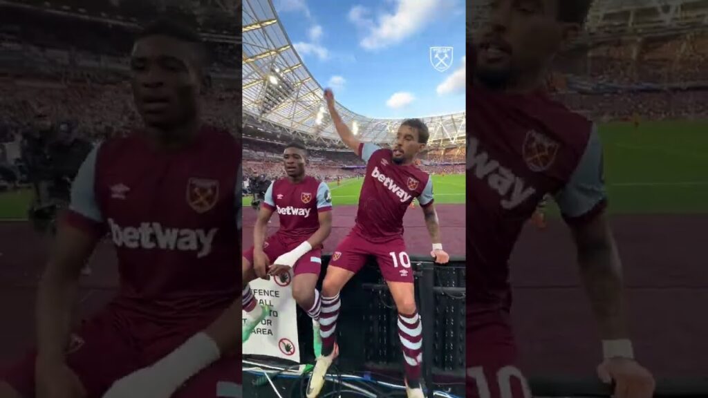 Must-watch video of Mo & Lucas’ celebration 📹 #shorts #Kudus #Paqueta #WestHam