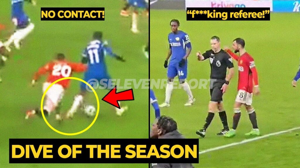 Bruno Fernandes can't stop complaining to referee after VAR giving Cole Palmer two penalties