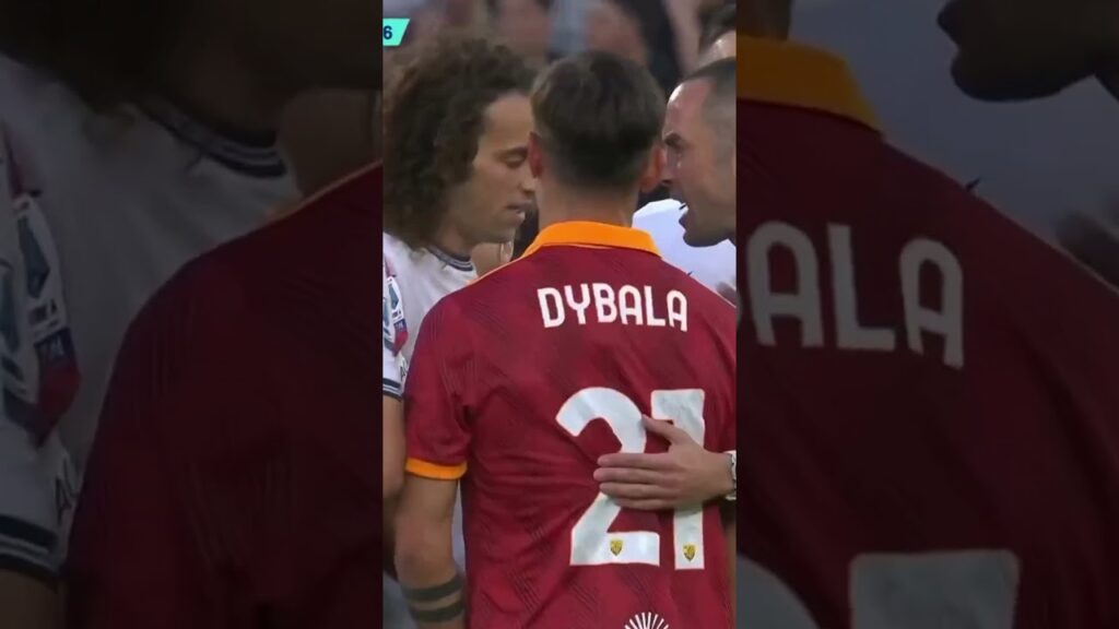Dybala shows Guendouzi his shin pad of the Argentine lifting the World Cup trophy 🤣🍿
