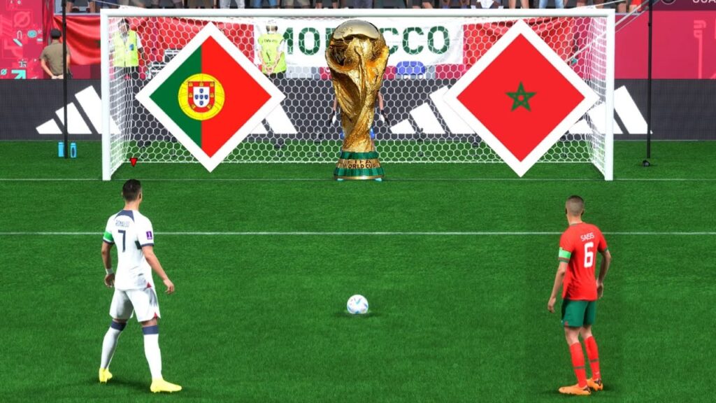 PORTUGAL VS MOROCCO। CRISTIANO RONALDO VS ROMAIN SAISS। AL BAYT STADIUM PLENTY SHOOTOUT।FIFA23.