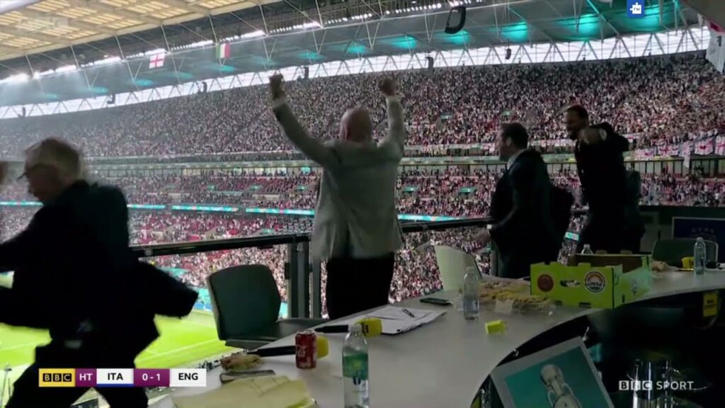 BBC Pundits Celebrating Luke Shaw Goal