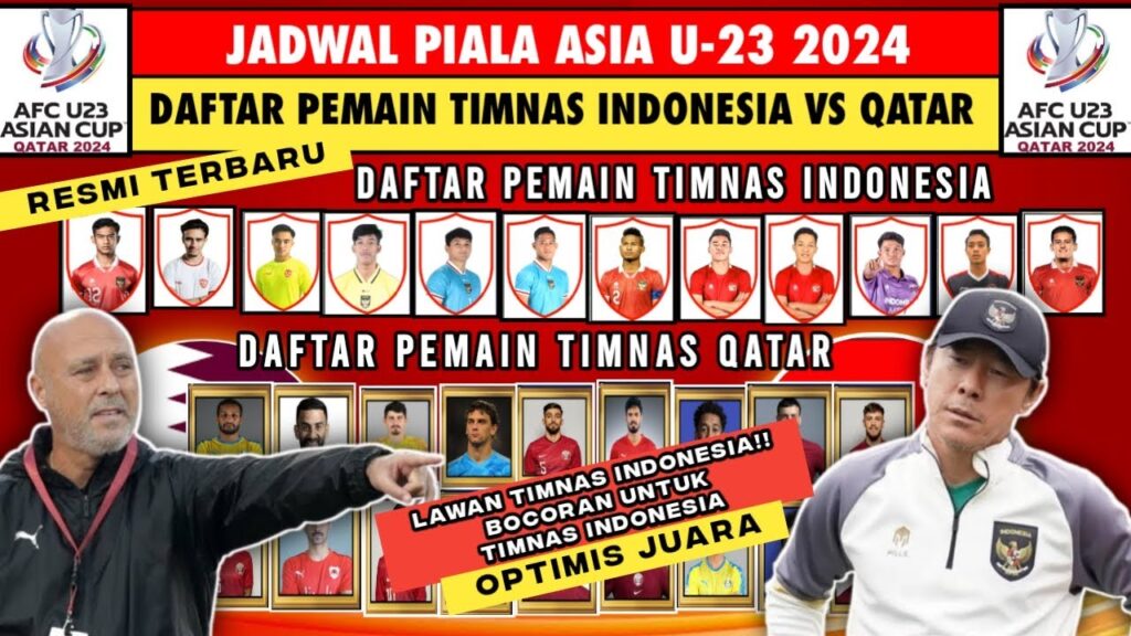 Jadwal Piala Asia U23 2024 Hari ini Pekan 1 - Qatar Vs Indonesia - Daftar Pemain Timnas Qatar 2024